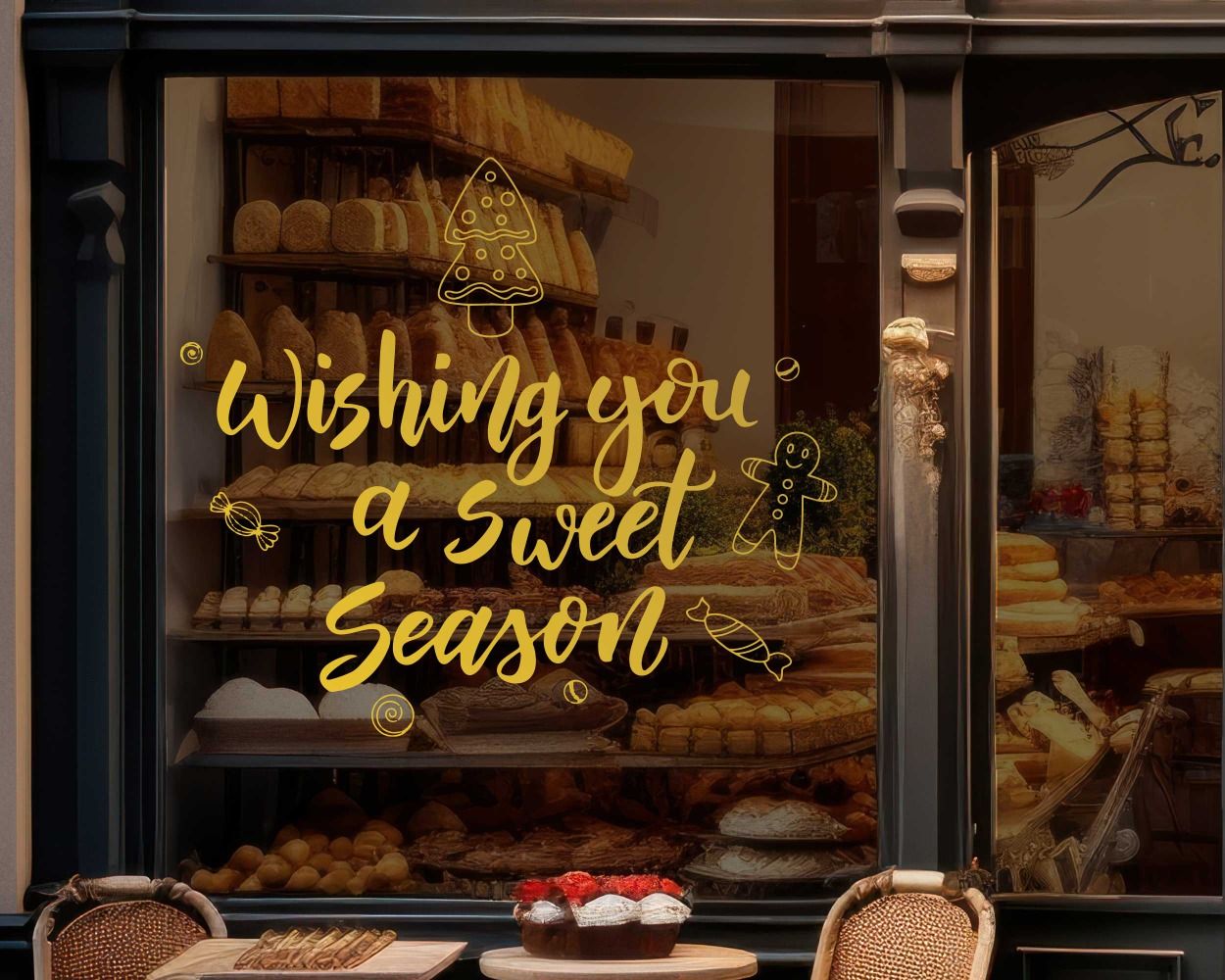 Wishing You A Sweet Season Stickers For Glass Window Decoration
