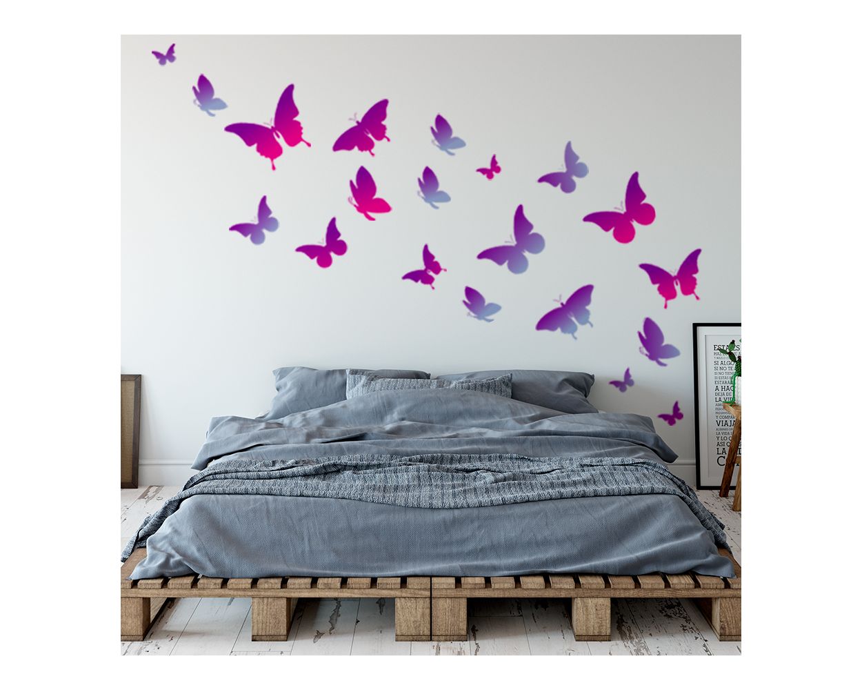 purple Butterfly Wall Stickers, Fluttering Wall Decals