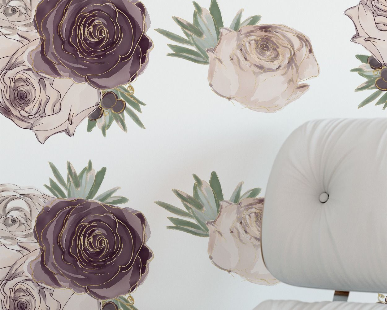 Best Beautiful Rose Flowers with Leaves Floral Headboard Wall Stickers. shop now