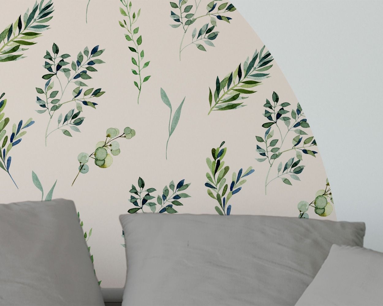 Best Stylish Half Circle Shape Leaves Floral Headboard Wall Stickers for bedroom wall decor