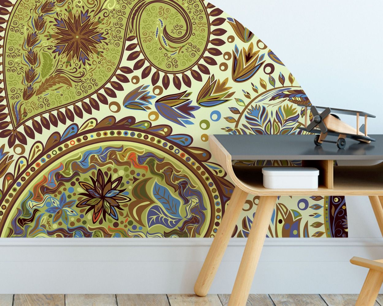 Best Half Circle Shape Floral pattern Headboard Vinyl Wall Stickers