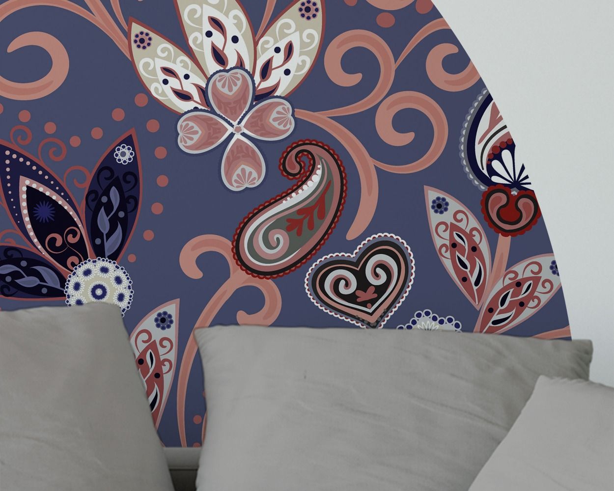 Half Circle Shape Floral pattern Headboard Vinyl Wall Stickers