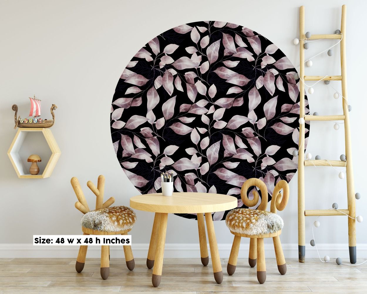 Circle Shape Floral Headboard Wall Sticker