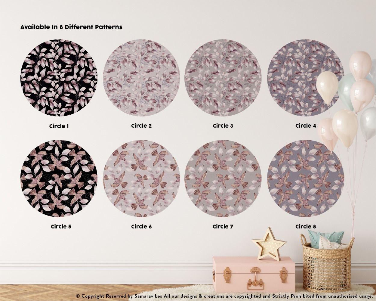 Best stylish Circle Shape Floral Headboard Wall Decals for bedroom wall decor, shop now