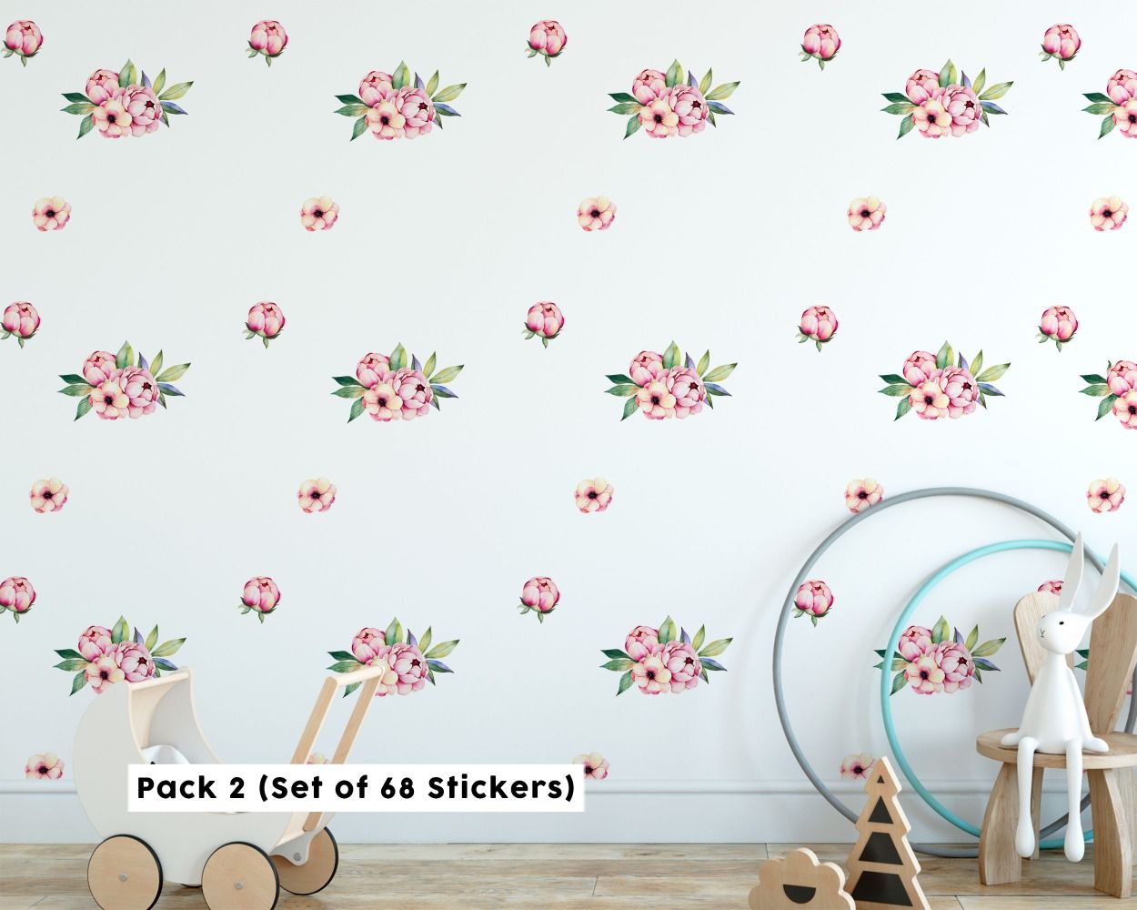 Best Flowers with Leaves Floral Headboard Wall Decals