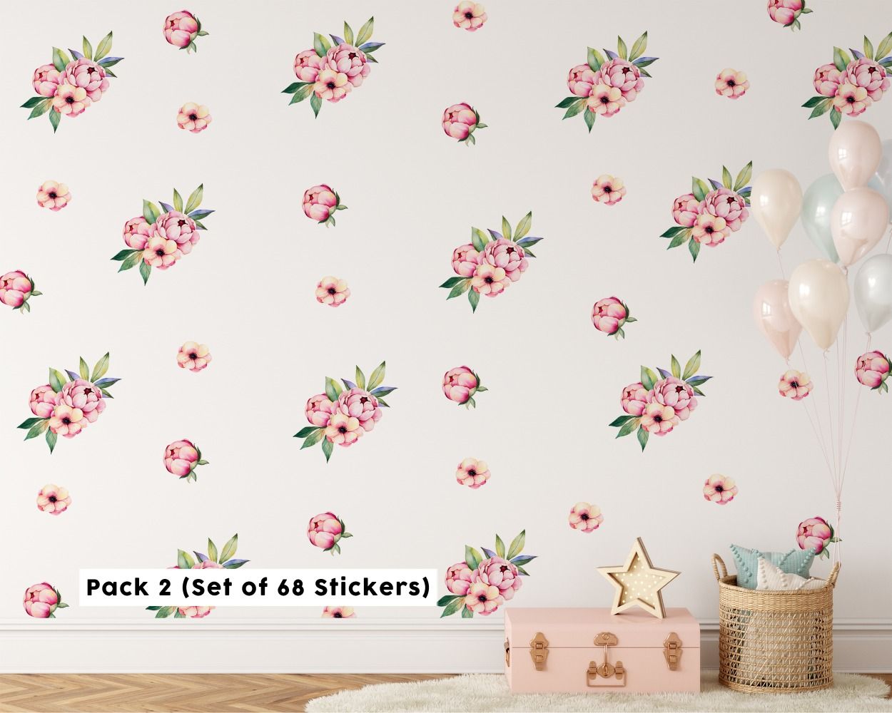 Best Flowers with Leaves Floral Headboard Wall Stickers