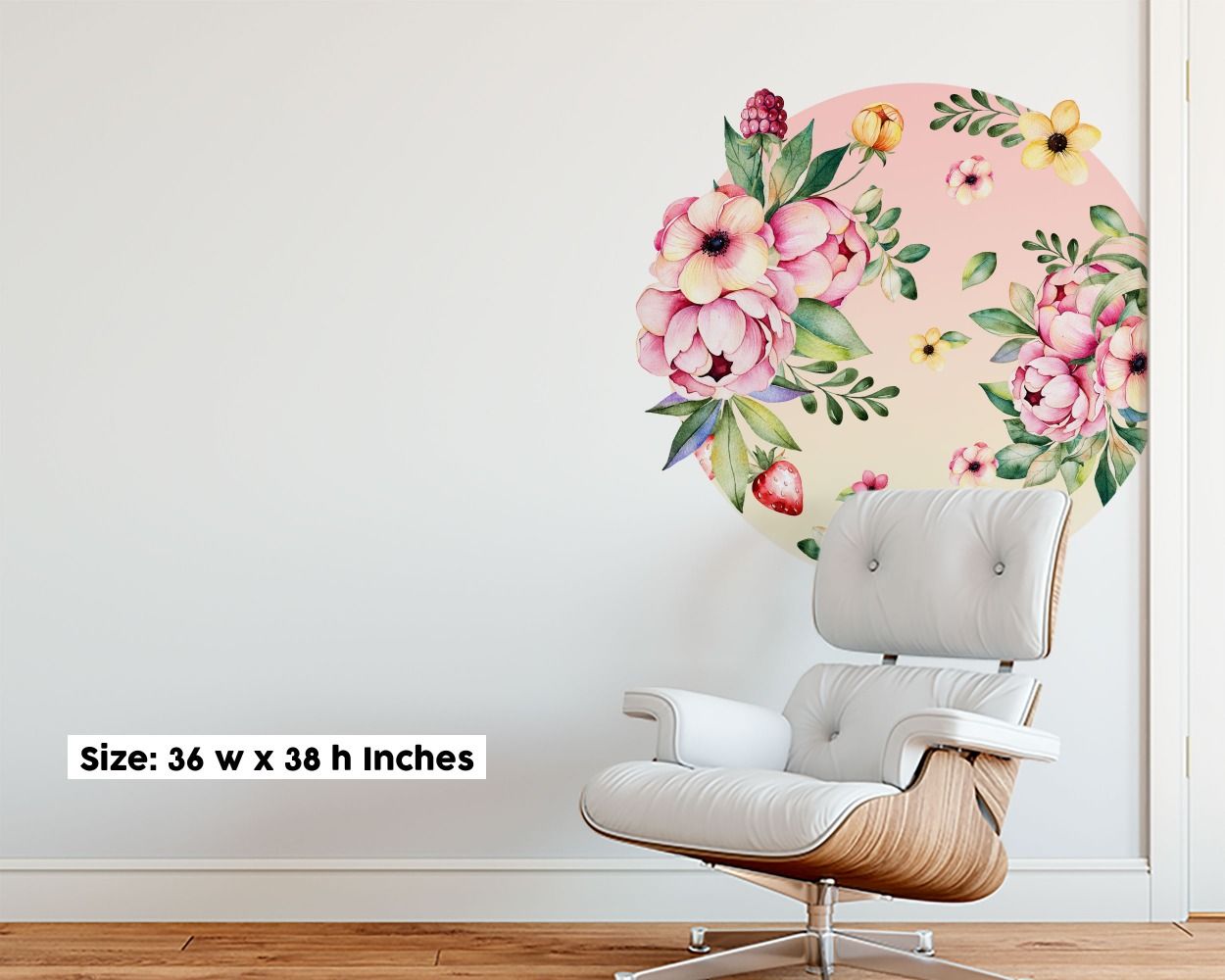 Best beautiful Pastel Pink Circle Shape Floral Headboard Wall Stickers for bedroom wall decor. shop now