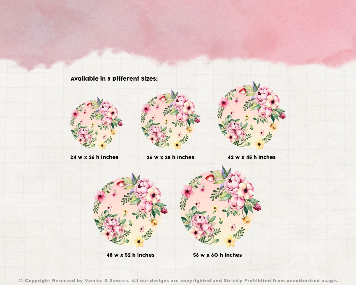 Pastel Pink Circle Shape Floral Headboard Wall Decals for bedroom wall decor. shop now