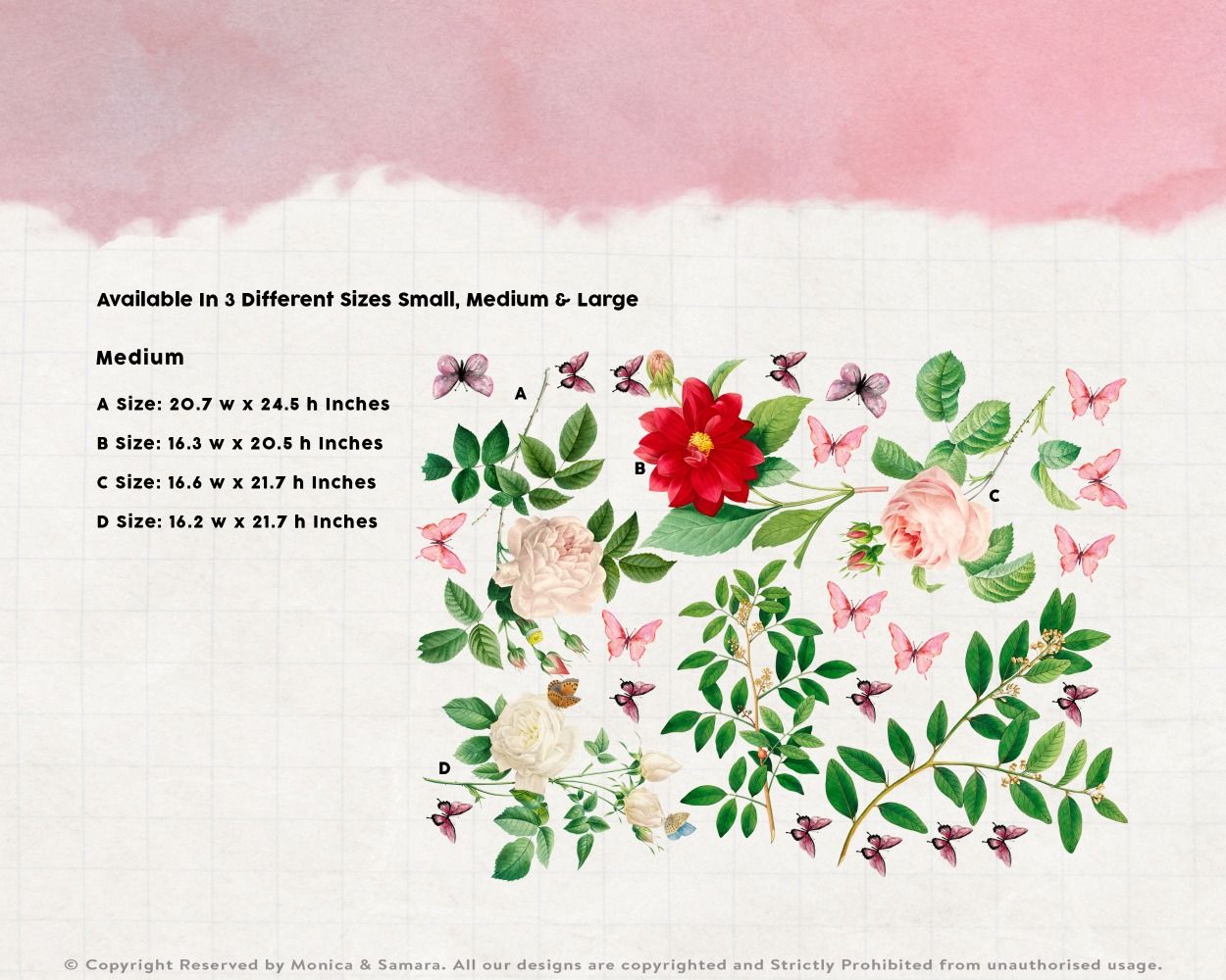 Best stylish Rose With Leaves and Butterflies Floral Vinyl Wall Stickers