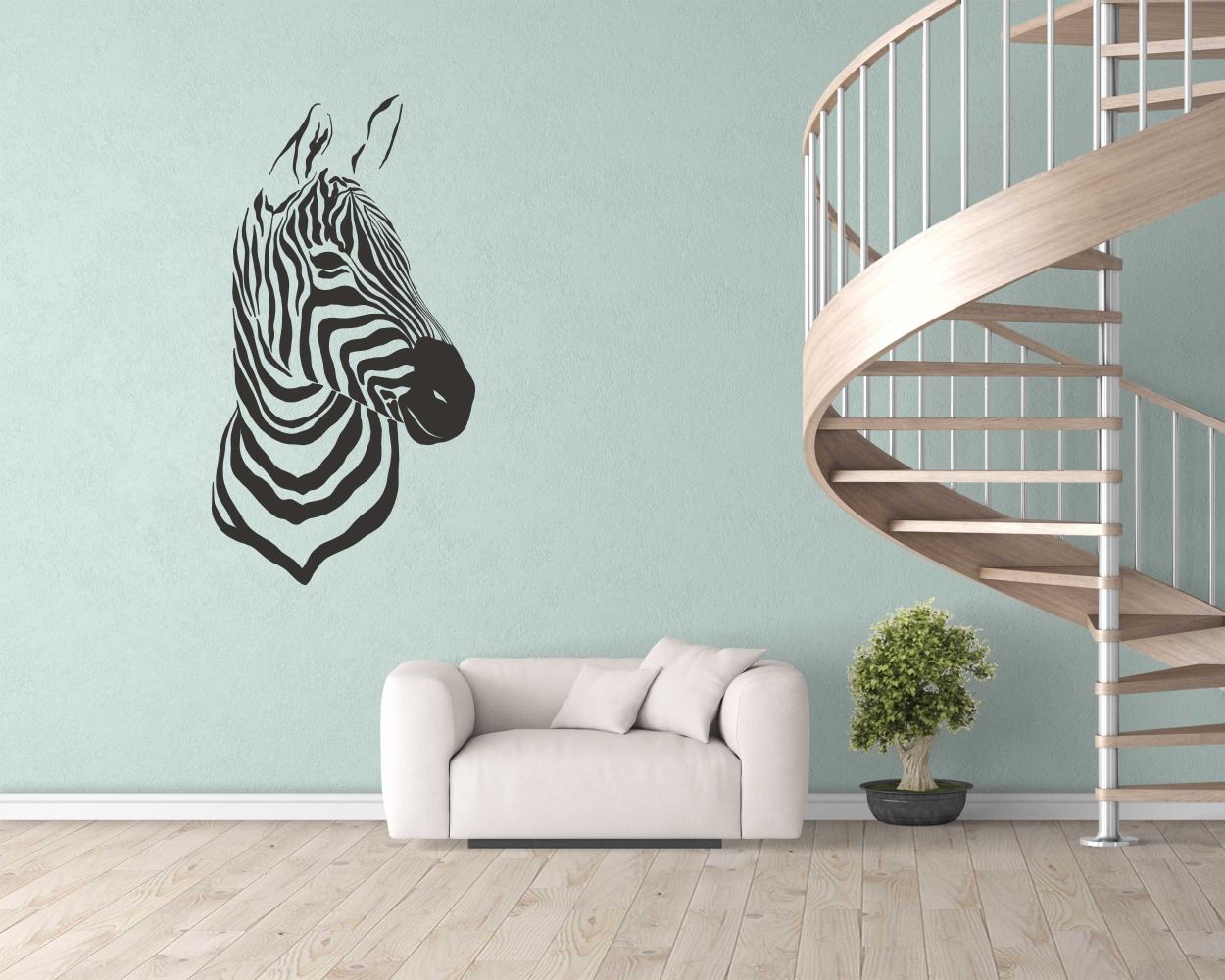 Cute Animal Zebra Head Wall Stickers