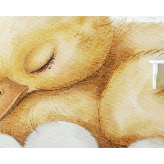 Cute Safari Animals Sleeping on Clouds Cartoon Wall Stickers for Nursery Decor