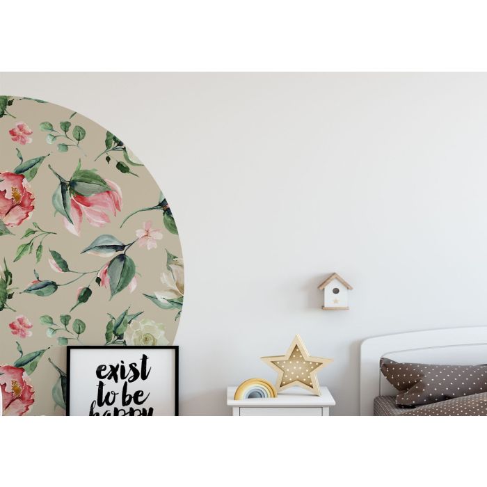 Tropical Floral Leaves Headboard Decals, Floral Leaves Watercolour Stickers, Arch Headboard Vinyl, Girls Bedroom Decor, Half Sun Wall Decal