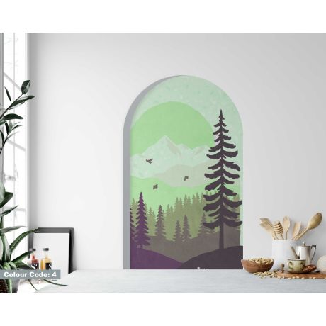 Beautiful Landscape Of Forest And Mountains Arch Wall Stickers