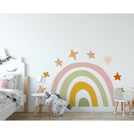 Beautiful Boho Rainbow And Stars Wall Sticker For Kids Room Decoration