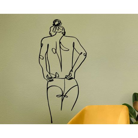 Beautiful Girl Full Back Body One Line Art Wall Decals For Girl Room Decor