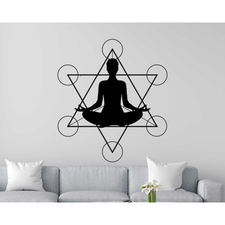 Beautiful Simple Buddha Geometric Meditation Yoga Wall Decals For Mind Relaxation