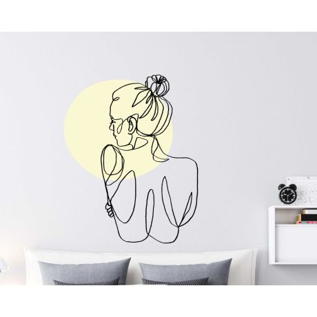 Abstract Women Body Single Line Drawing Art Wall Decals For Girl Room Decor