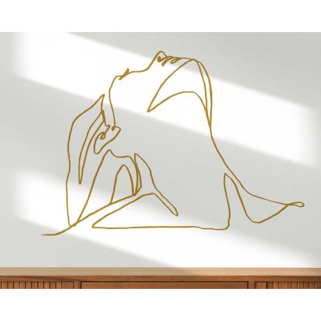 Best Beautiful Woman Looking Up One Line Art Wall Decals