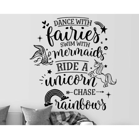 Dance With Fairies Motivational Quote Wall Decals For Home Decoration
