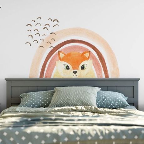 Boho Rainbow and Animal Wall Stickers, Boho Decals for Kids Room, Girls Bedroom Rainbow Wall Stickers, Removable Wall Decal, Home decoration