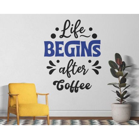 Kitchen Wall Quote Life Begins After Coffee
