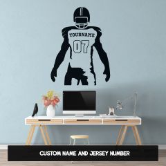 American Football Personalised Write your Name & Jersey Number Wall Decal Stickers