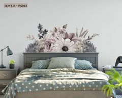 Pancy Floral Headboard Stickers, Tropical Floral Leaves Headboard Decals, Bed Headboard Wall Stickers, Bedroom Decoration, Pancy Headboard
