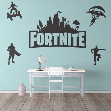 Best Fortnite Logo with Characters Vinyl Wall Stickers