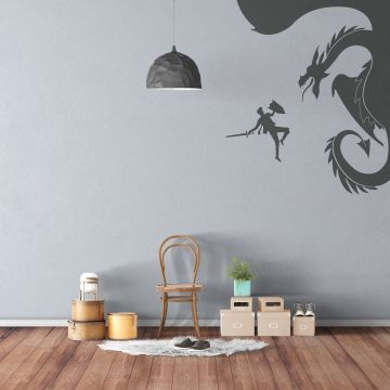 Dragon and Warrior Wall Art Decor for Child Room Wall Decals. shop now