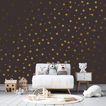 Beautiful Mixed Size Metallic Gold Polka Dots Pattern Wall Decals for Kids Bedroom Wall decor