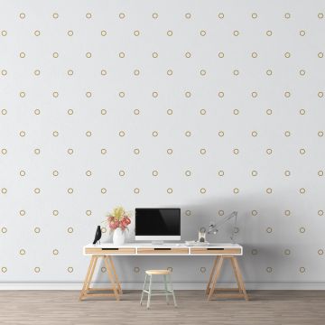 Metallic Gold Outlined Polka dots Pattern Vinyl Wall Stickers for Bedroom Wall Decor