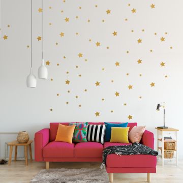 Mixed Size Metallic Gold Stars Pattern Vinyl Wall Decals for Kid Bedroom Wall Decor