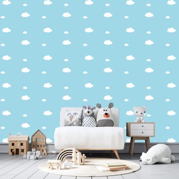 Mixed Size Beautiful Clouds Pattern Vinyl Wall Stickers for Bedroom Wall Decor