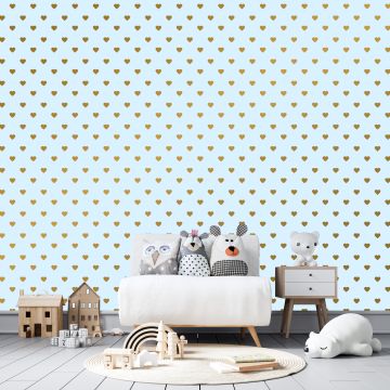 Beautiful Metallic Gold Heart Pattern Vinyl Wall Decals for Bedroom Wall Decors