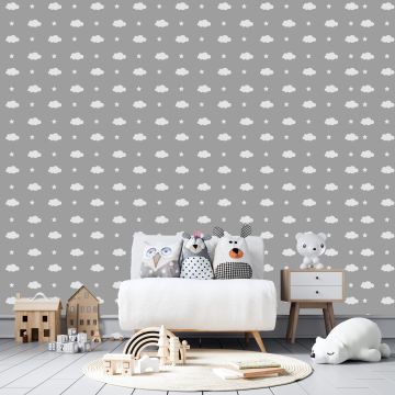 Best Beautiful Clouds & Stars Pattern Vinyl Wall Decals for Bedroom Wall Decor
