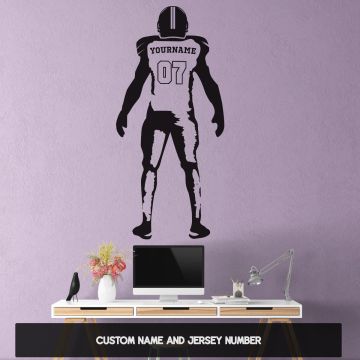 American Football Personalised Name & Jersey Number Stickers 
