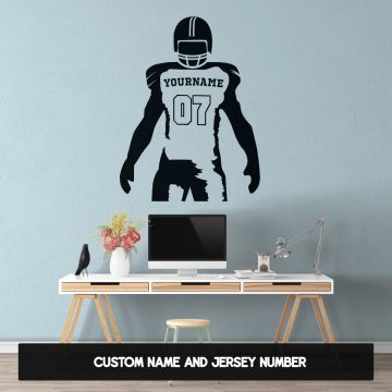 American Football Custom Name & Jersey Number Wall Decals for room wall decor