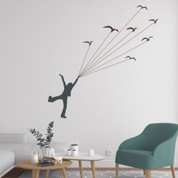 Best Boy Flying with Birds Nature Vinyl Wall Stickers for bedroom wall decor