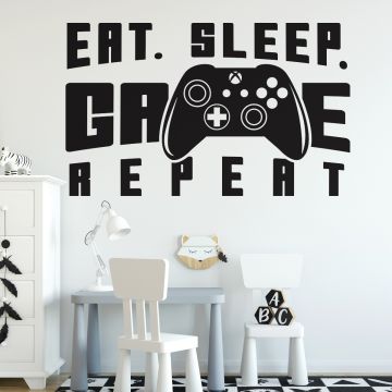 Eat Sleep Game Repeat Wall Decals For Gaming Room Decor