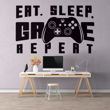 Best Eat Sleep Game Repeat Vinyl Wall Decals For Gaming Room Decor