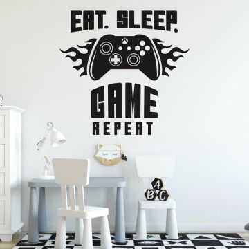 Eat Sleep Game Repeat Wall Decals For Gaming Room Decor