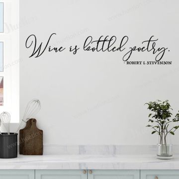 Wine is Bottles Poetry Quote Wall Decal for Kitchen Decor