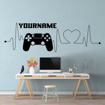Xbox With Custom Name & heart beat Wall Decals for Gaming Room Decor