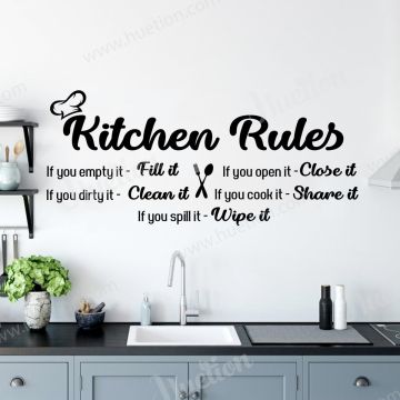 Kitchen Rules Quote Wall Sticker for Kitchen Wall Decor