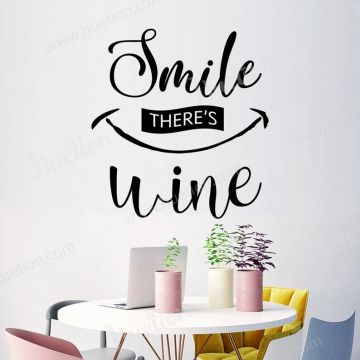 Smile there's Wine Kitchen Wall Stickers for Kitchen Wall Decor