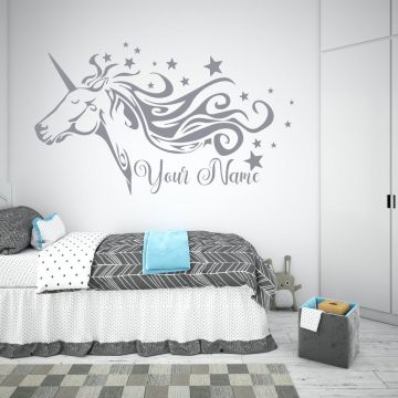 Cute & Best Unicorn Themed Custom Name Vinyl Wall Decals for Kids Bedroom Wall Decor