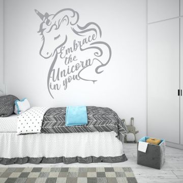 Embrace the unicorn in you Unicorn Quote Wall Sticker for Room wall decor
