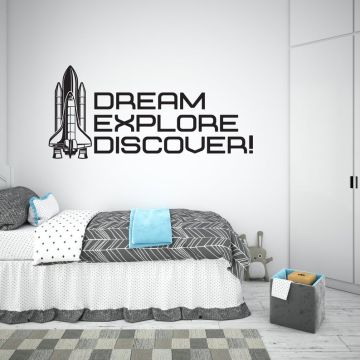 Best Dream Explore Discover Space Vinyl Wall Decals for Kids Bedroom Wall Decor