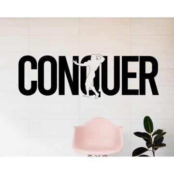 Conquer Inspirational Quote Vinyl Wall Decal for Daily Motivation 