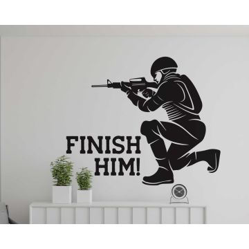 Finish Him Gaming Vinyl Wall Decal for Gamer Room Decor